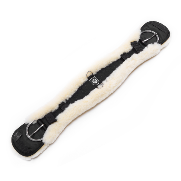 Western Sheepskin Cinch - Contoured - Black/natural