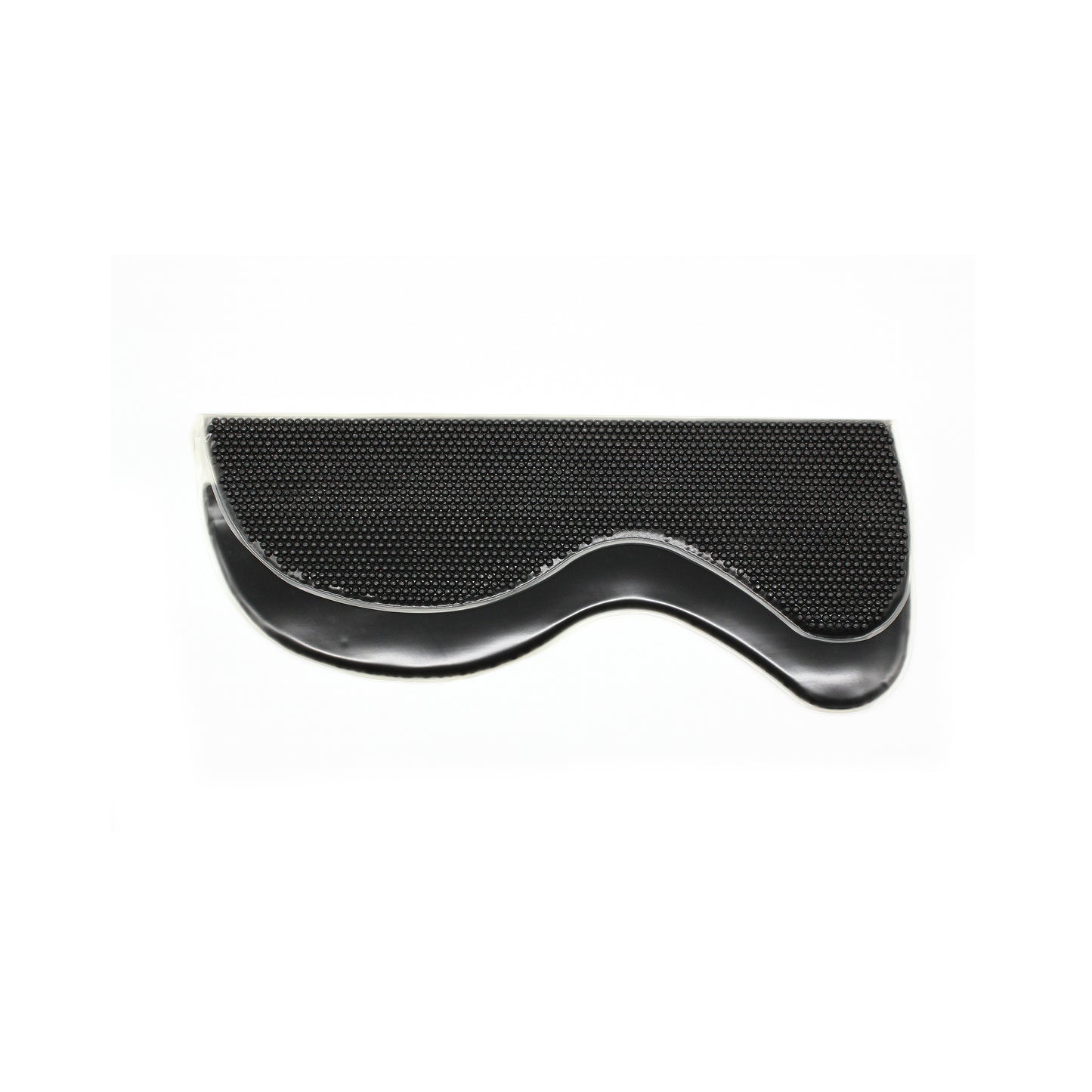 Black coloured saddle pad design for specifically for ponies comfort