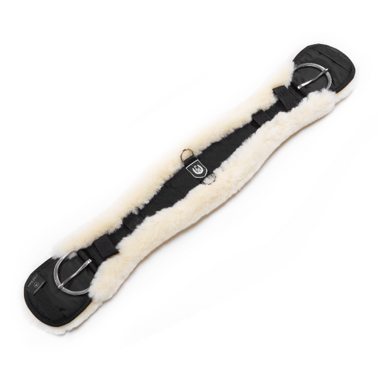 Western Sheepskin Cinch - Contoured - Black/natural