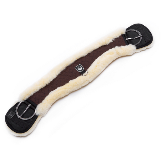 Western Sheepskin Cinch - Half Moon - Brown/natural