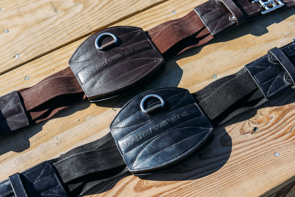 Tapestry leather dressage girth