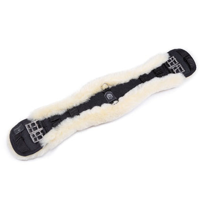Sheepskin Dressage girth - Contoured - Black/natural