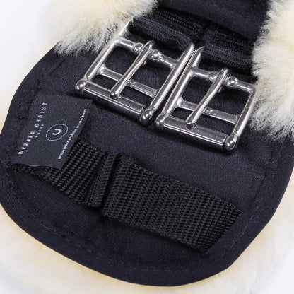 Sheepskin Dressage girth - Contoured - Black/natural