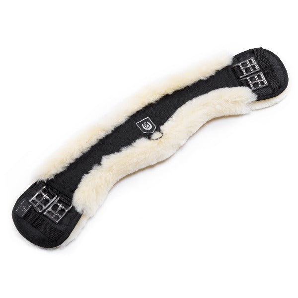 Sheepskin Dressage girth - Half moon - Black/natural