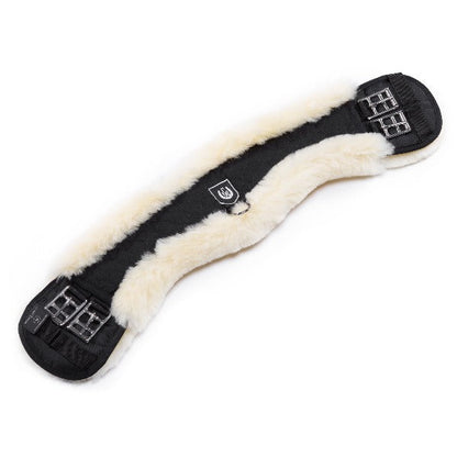 Sheepskin Dressage girth - Half moon - Black/natural