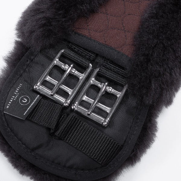 Sheepskin Dressage girth - Half moon - Brown/Brown