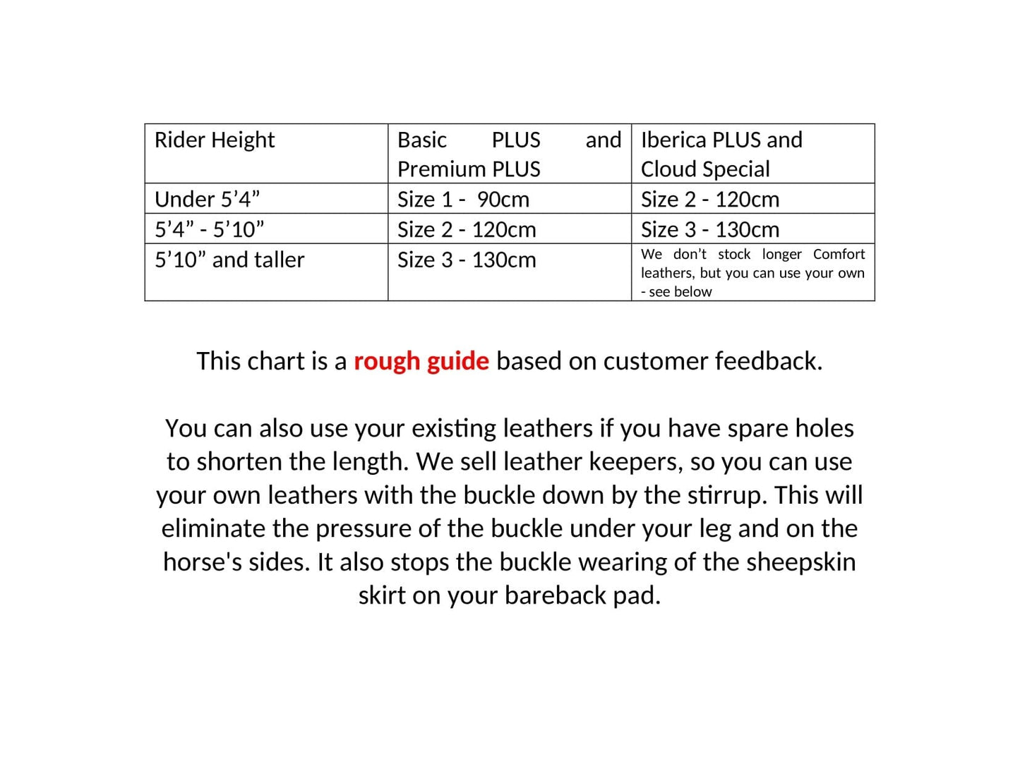 Comfort Stirrup Leathers for our Bareback pads