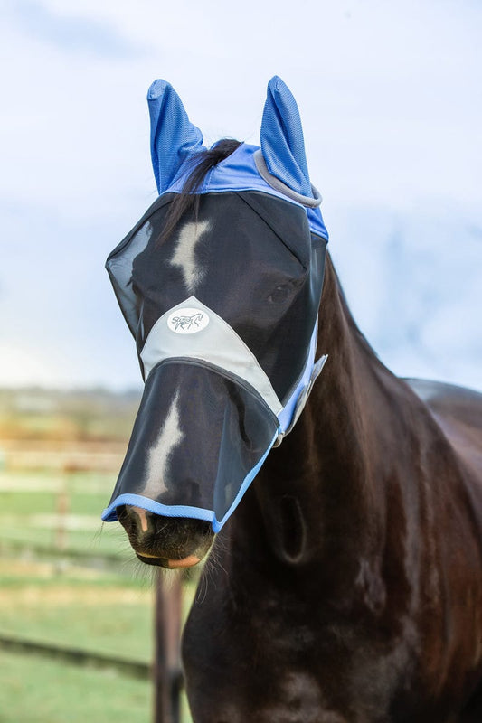 Horse Fly Mask With Nose - Cornflower