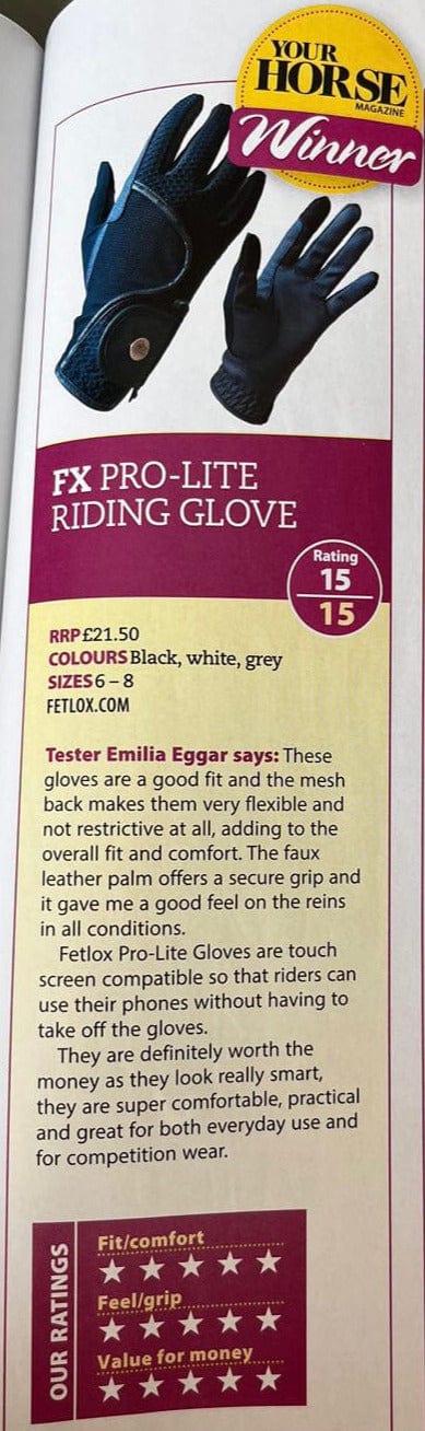 FX Pro-Lite Riding Glove - Grey
