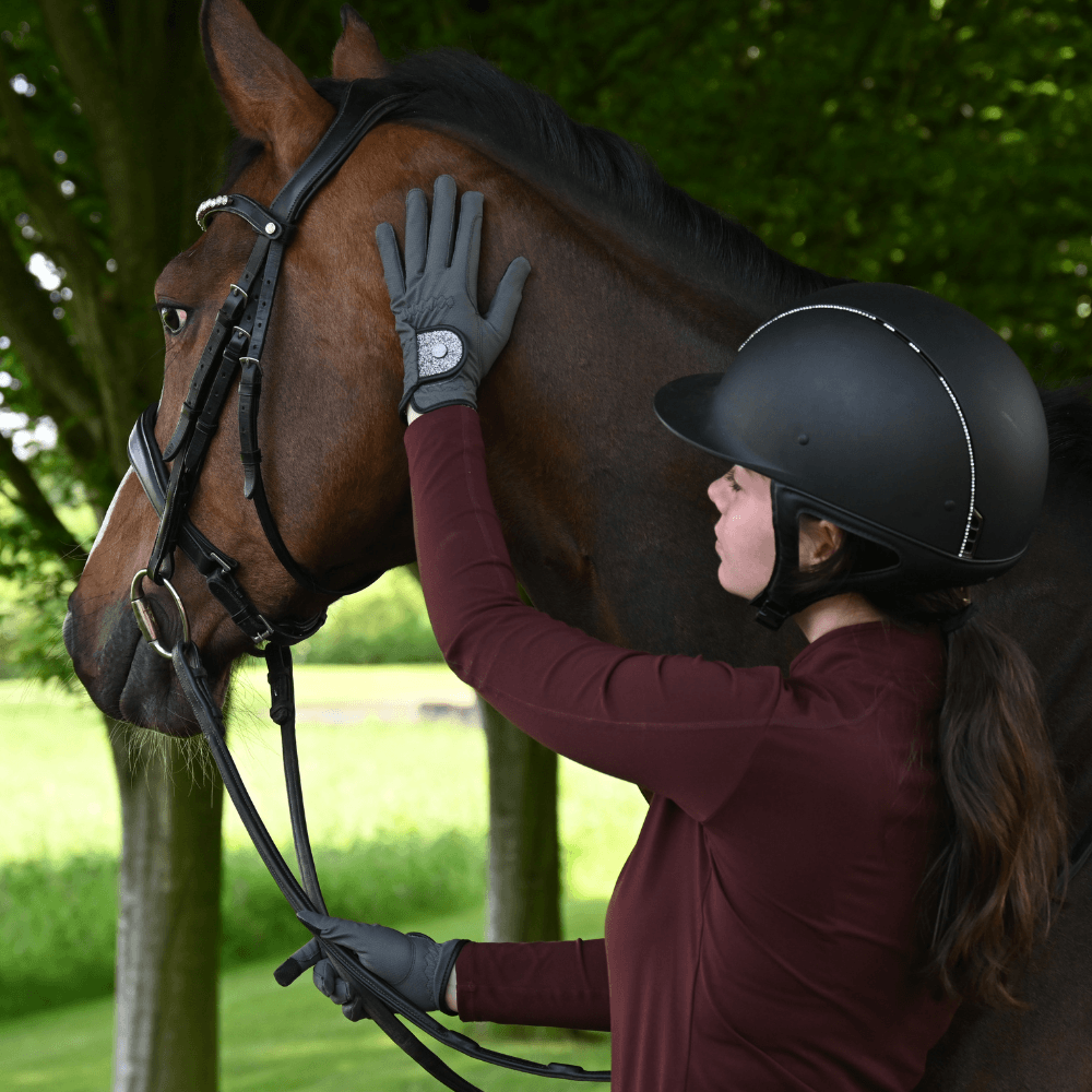 FX Pro Sparkly Riding Gloves - Grey