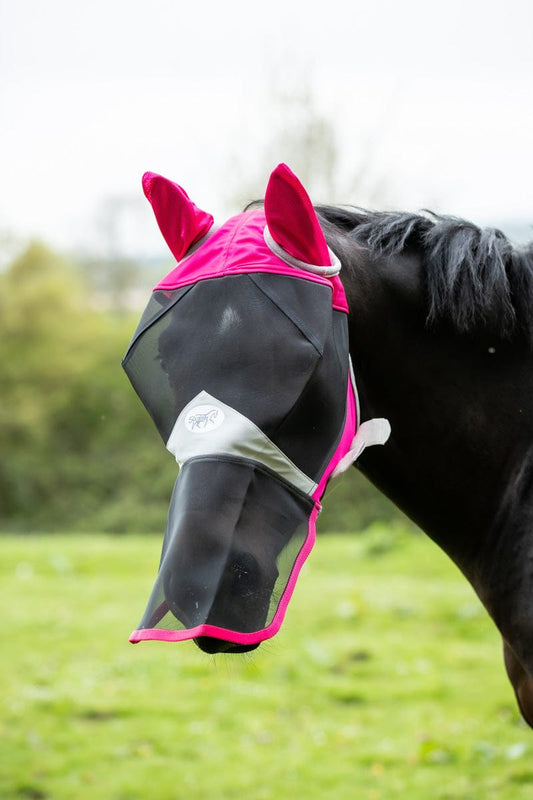Horse Fly Mask With Nose - Pink