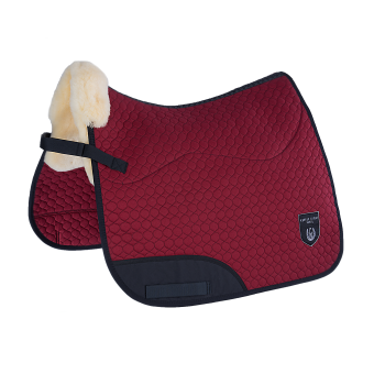 Sheepskin Saddlecloth Dressage, Red/natural